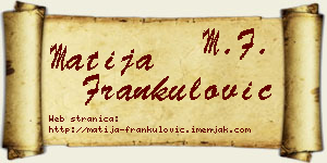 Matija Frankulović vizit kartica
